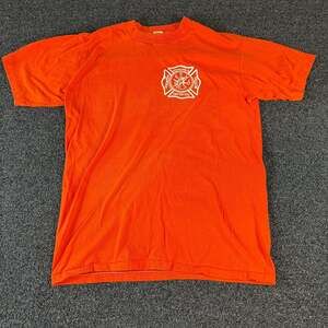 Vintage Indianapolis Firefighters Graphic T-Shirt, Orange, size Large